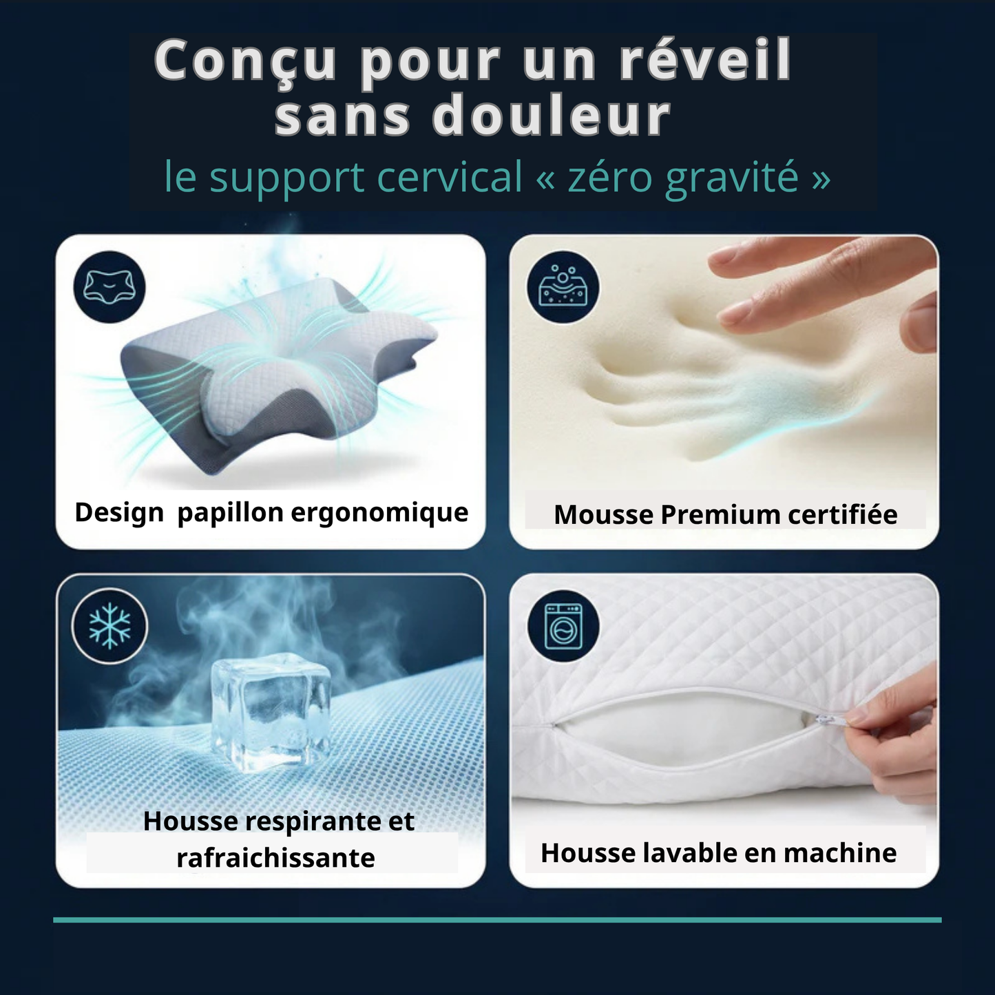 ZÖVAA™ – Oreiller Cervical Ergonomique