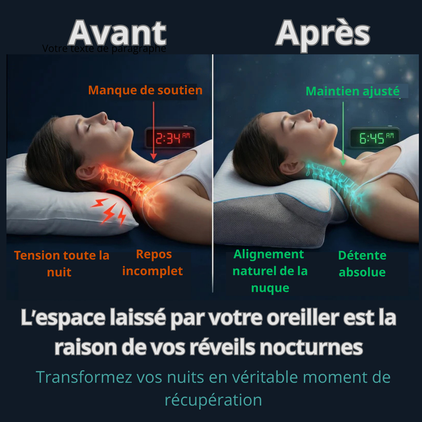 ZÖVAA™ – Oreiller Cervical Ergonomique